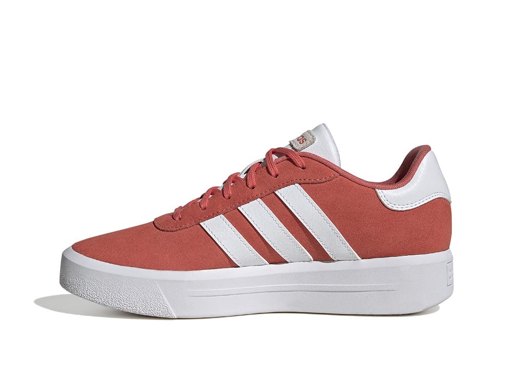 Zapatilla Adidas Court Plataforma Suede Mujer Coral - Blanco